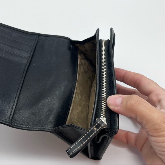 Coach Vintage Buckle Soho Trifold Leather Wallet Black - Picture 9 of 13